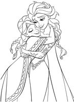 do wydruku kolorowanki Kraina lodu frozen disney bajka dla dzieci, obrazek Elsa i Anna przytulone do pomalowania z tej bajki disney numer 27